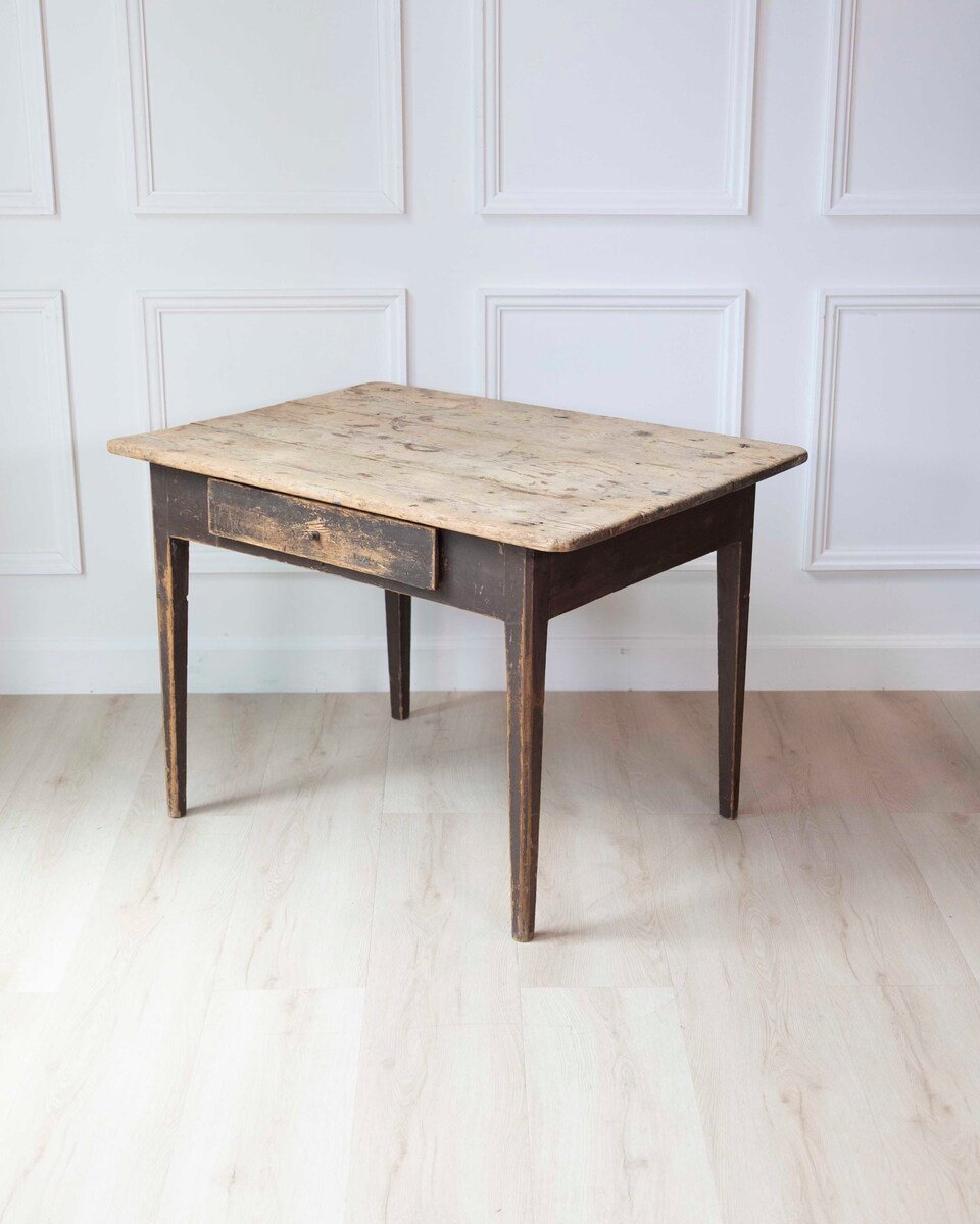 Swedish Country Pine Table with Drawer, circa 1840 - JAA