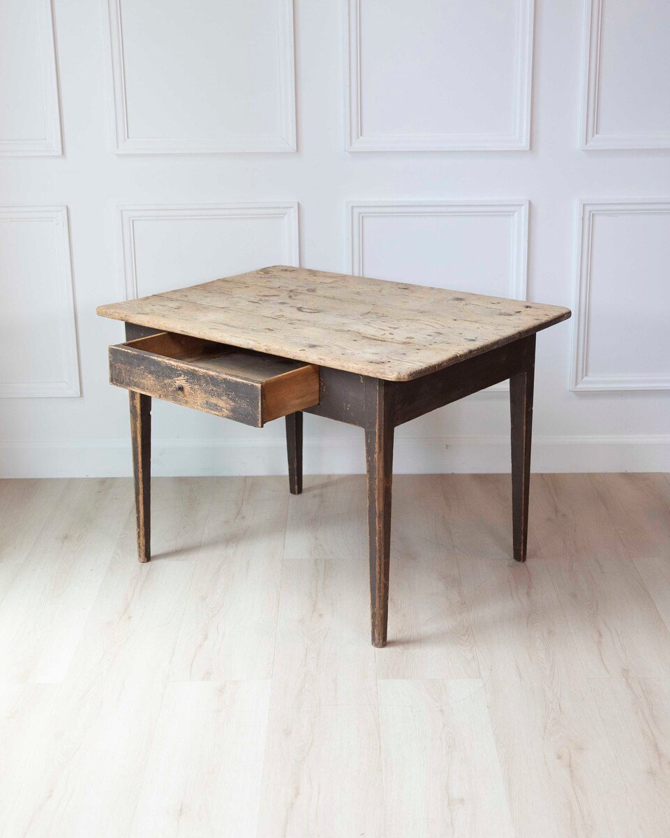 Swedish Country Pine Table with Drawer, circa 1840 - JAA