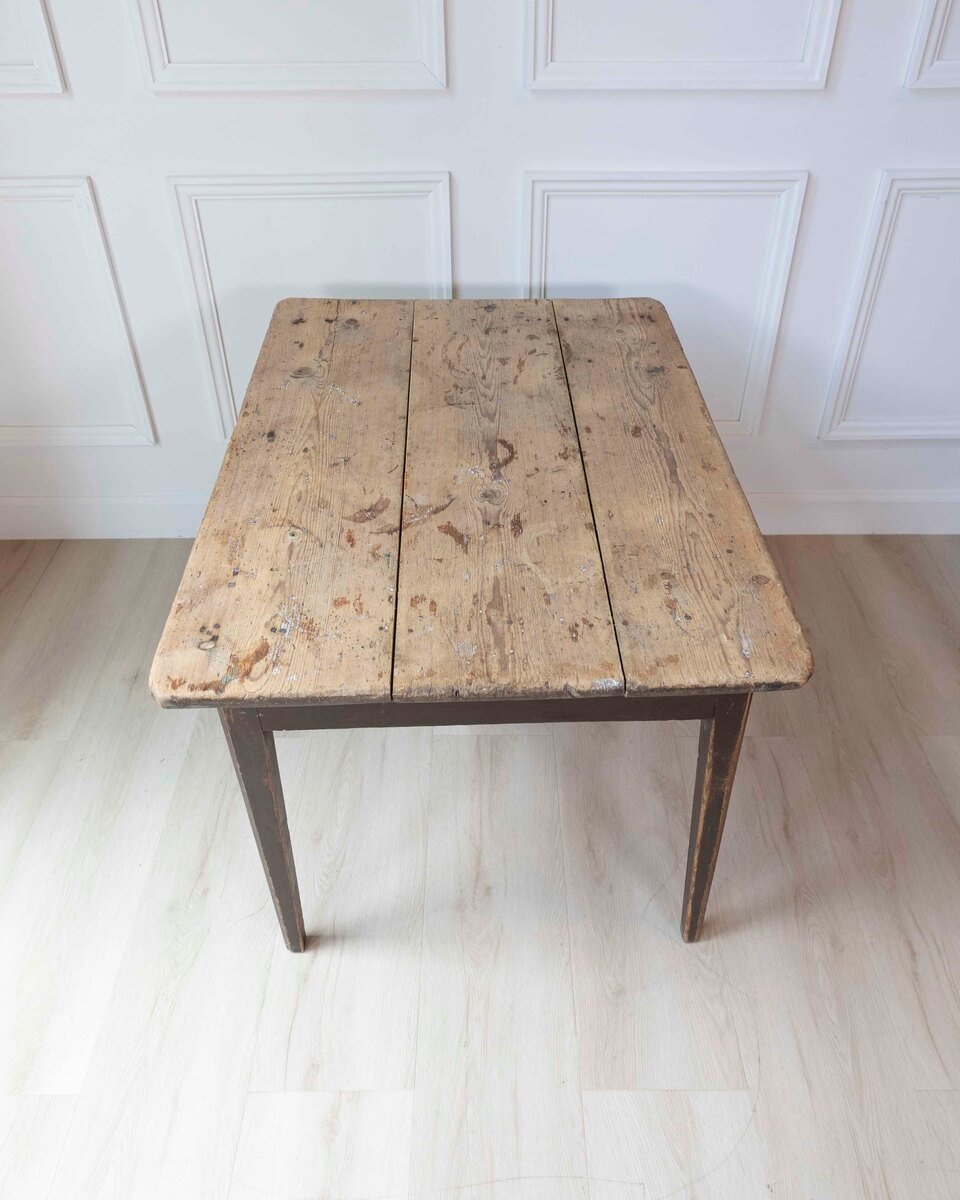 Swedish Country Pine Table with Drawer, circa 1840 - JAA