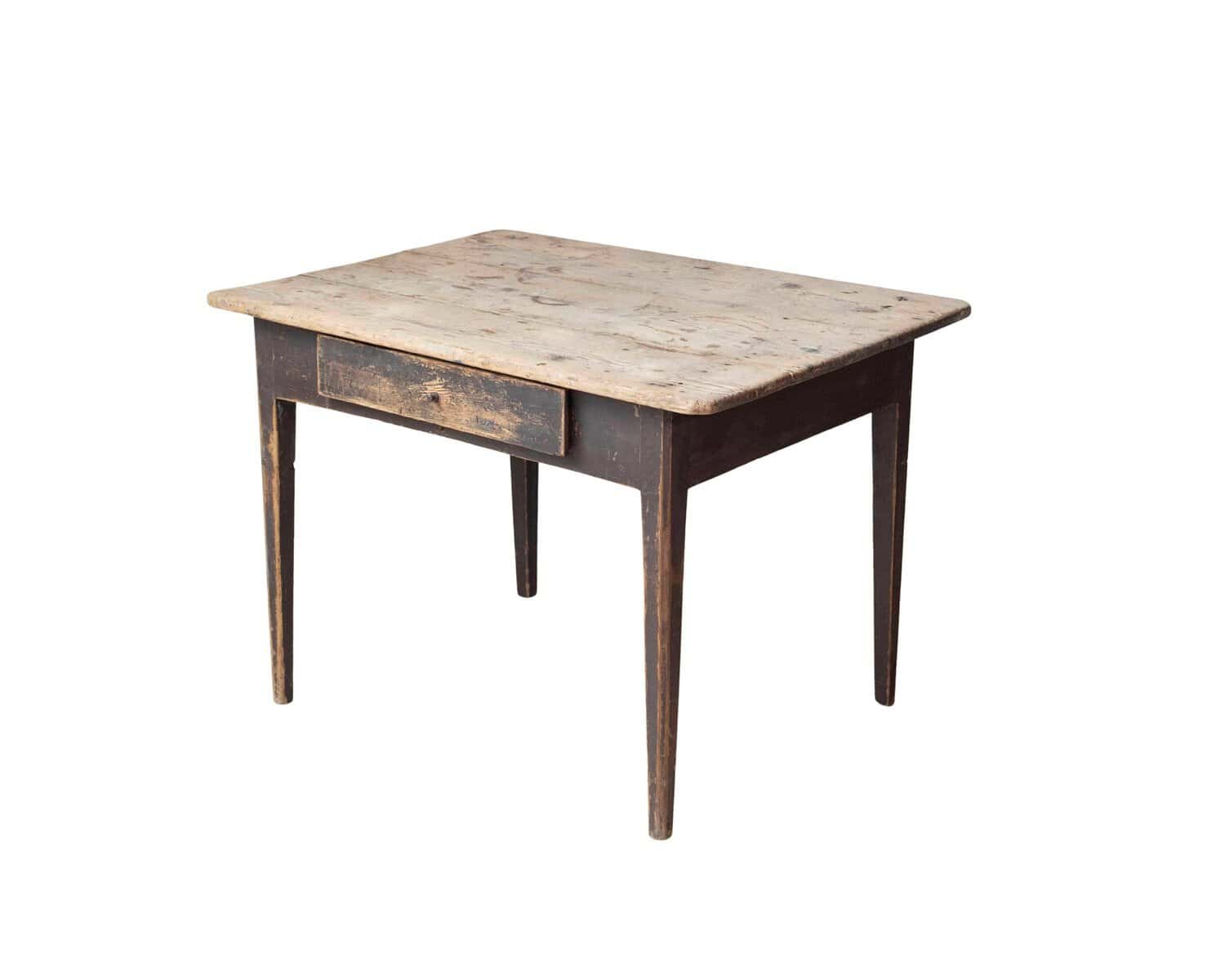 Swedish Country Pine Table with Drawer, circa 1840