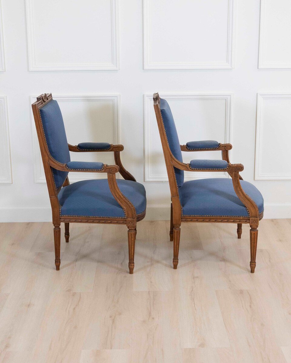 Set Of Four Louis XVI Style Armchairs In Natural Wood - JAA