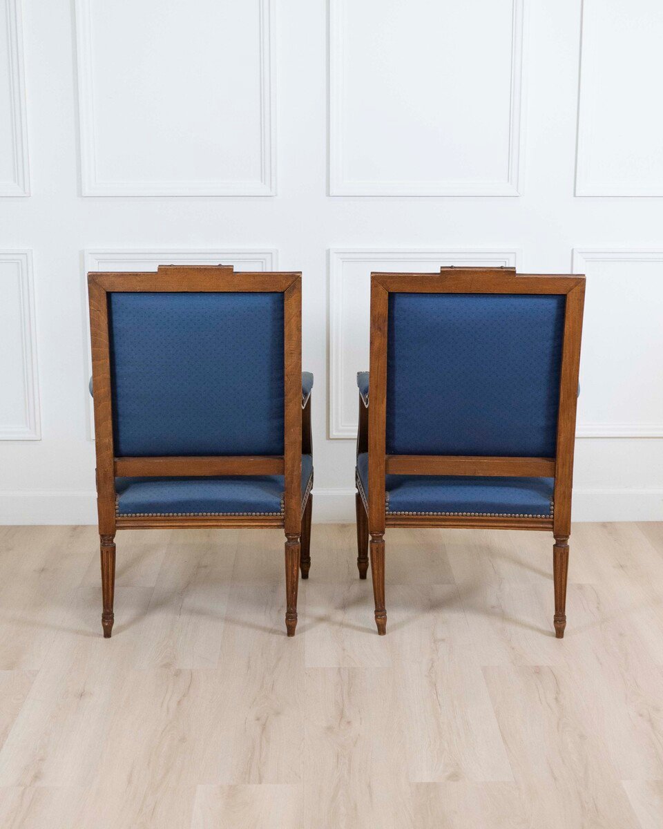 Set Of Four Louis XVI Style Armchairs In Natural Wood - JAA