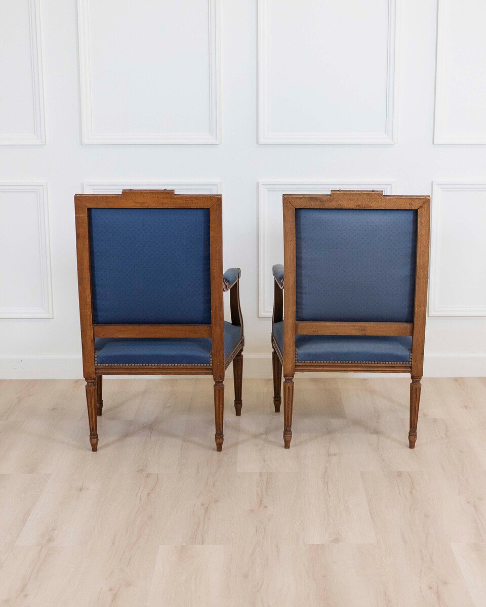 Set Of Four Louis XVI Style Armchairs In Natural Wood - JAA