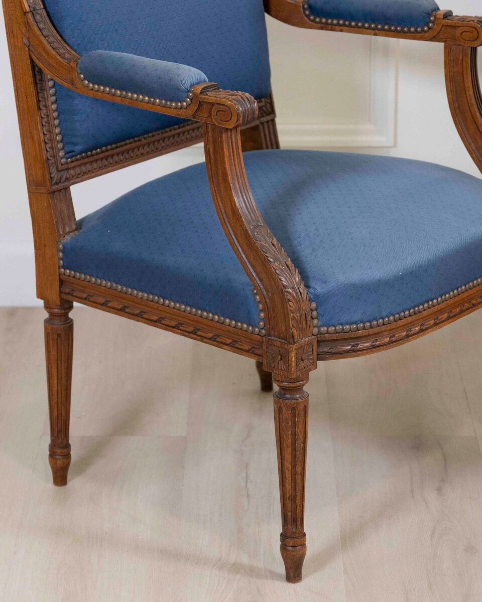Set Of Four Louis XVI Style Armchairs In Natural Wood - JAA