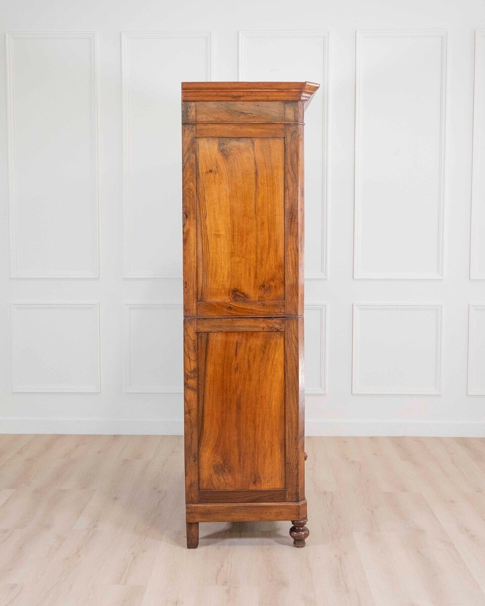 Italian 19th Century Louis Philippe Walnut Wardrobe Cabinet - JAA