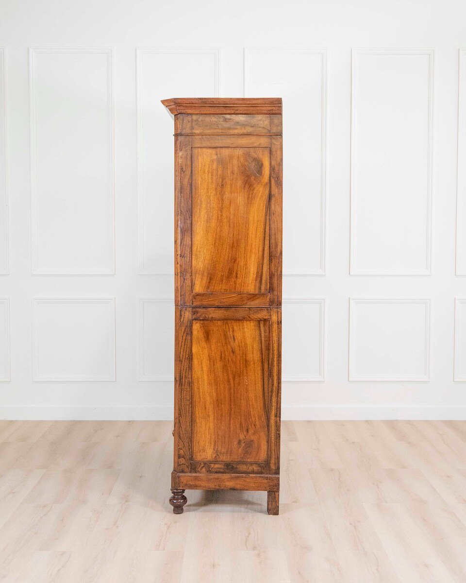 Italian 19th Century Louis Philippe Walnut Wardrobe Cabinet - JAA