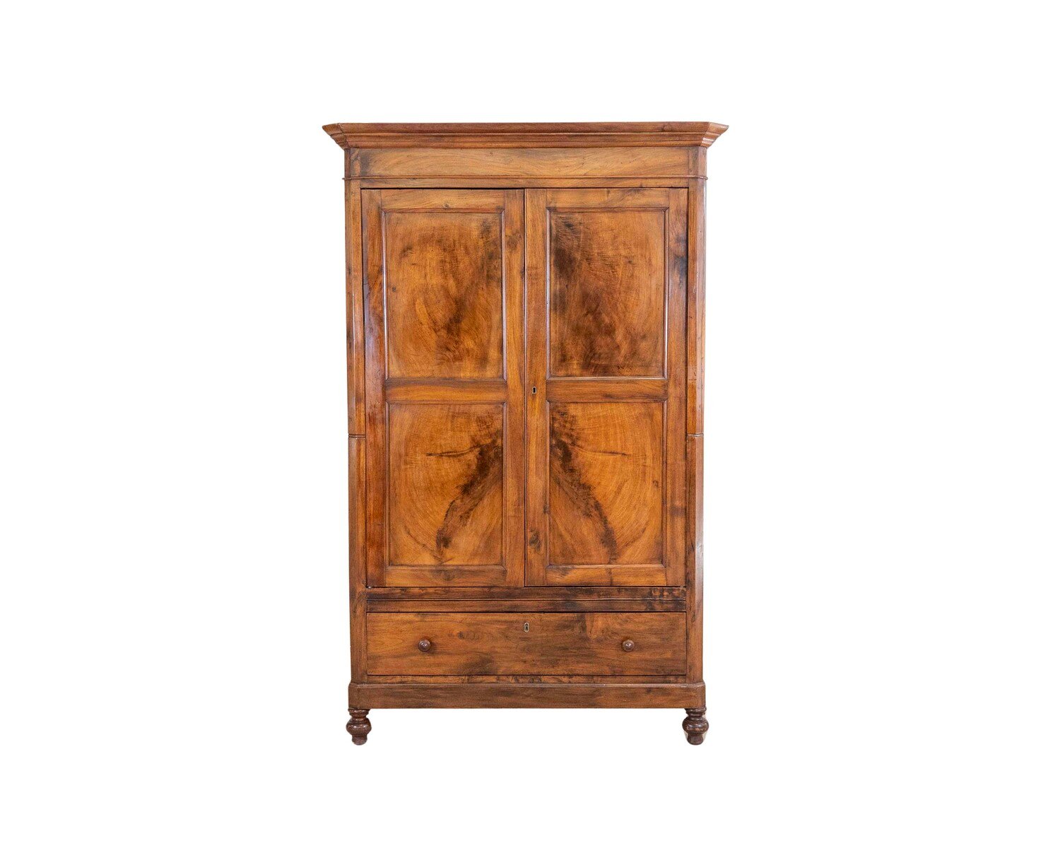 Italian 19th Century Louis Philippe Walnut Wardrobe Cabinet - JAA
