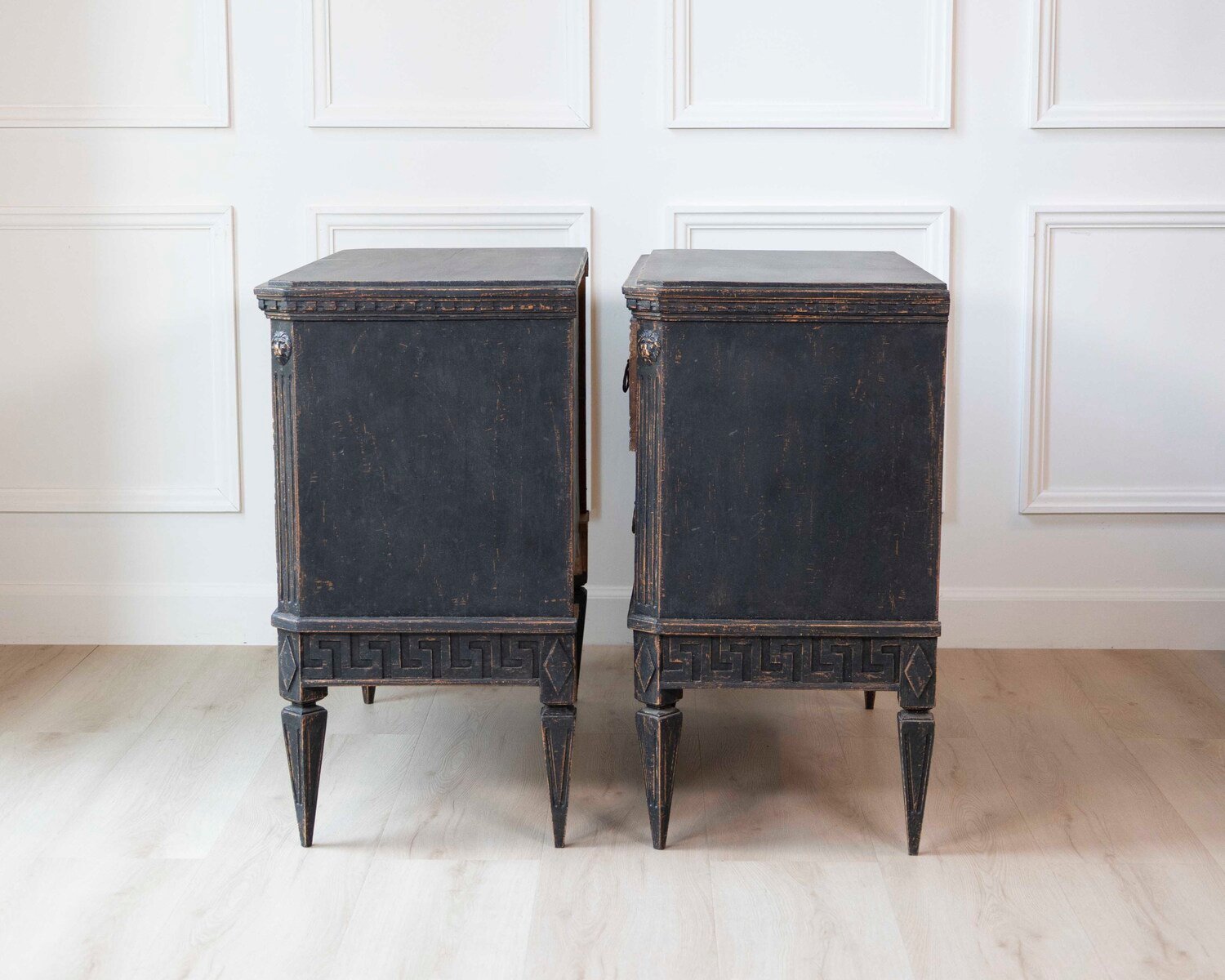 Pair of Swedish Black Commodes Circa 100 Years Old - JAA