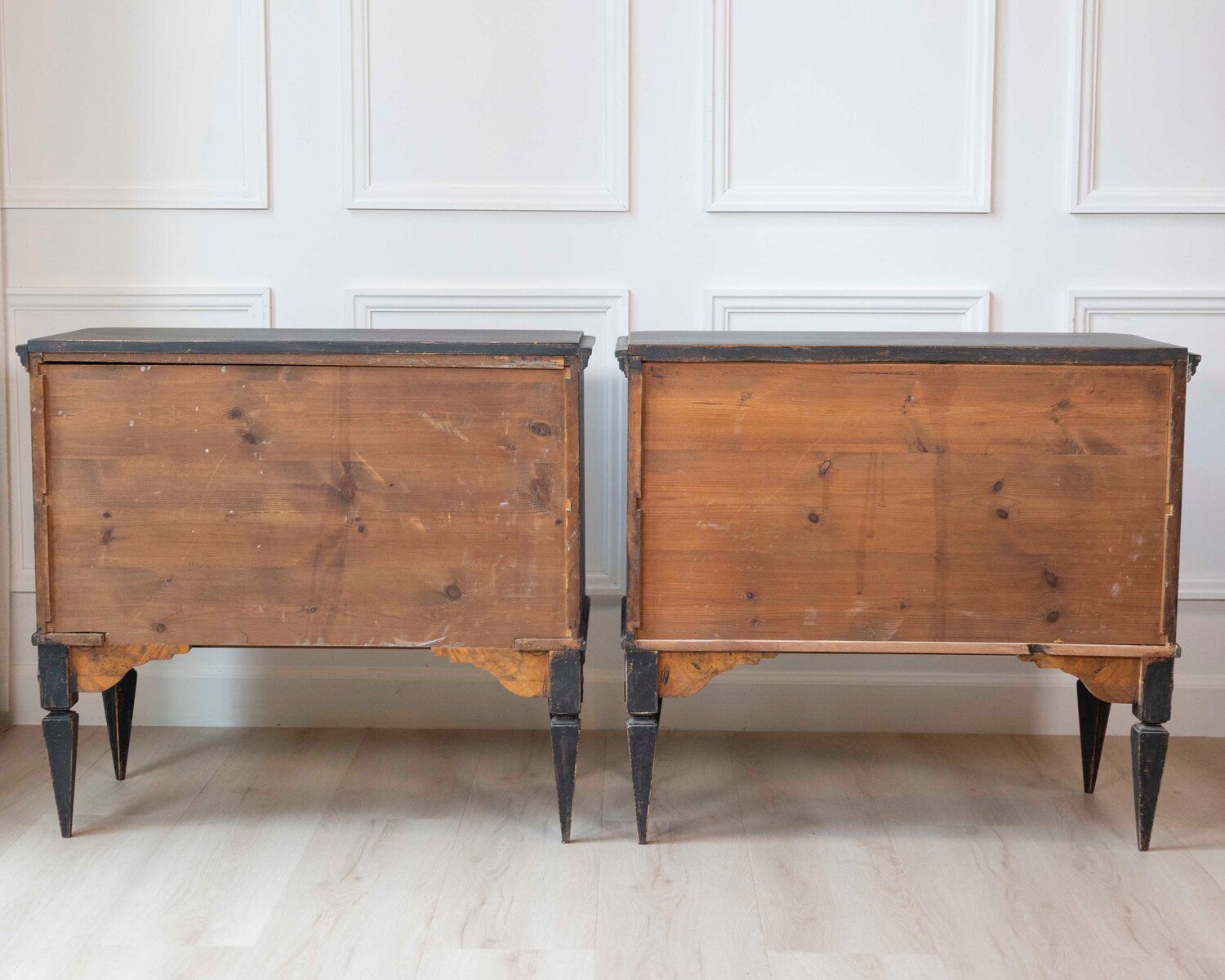 Pair of Swedish Black Commodes Circa 100 Years Old - JAA