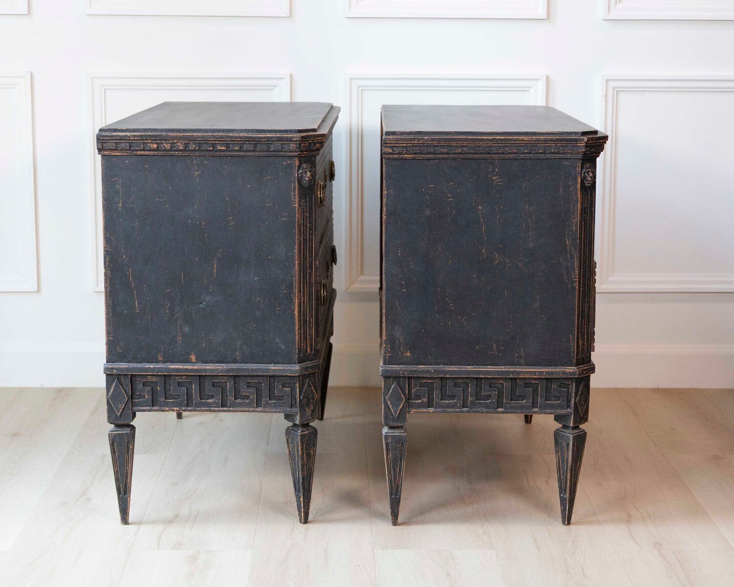 Pair of Swedish Black Commodes Circa 100 Years Old - JAA