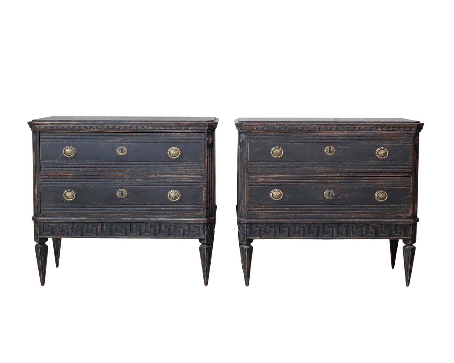 Pair of Swedish Black Commodes Circa 100 Years Old - JAA