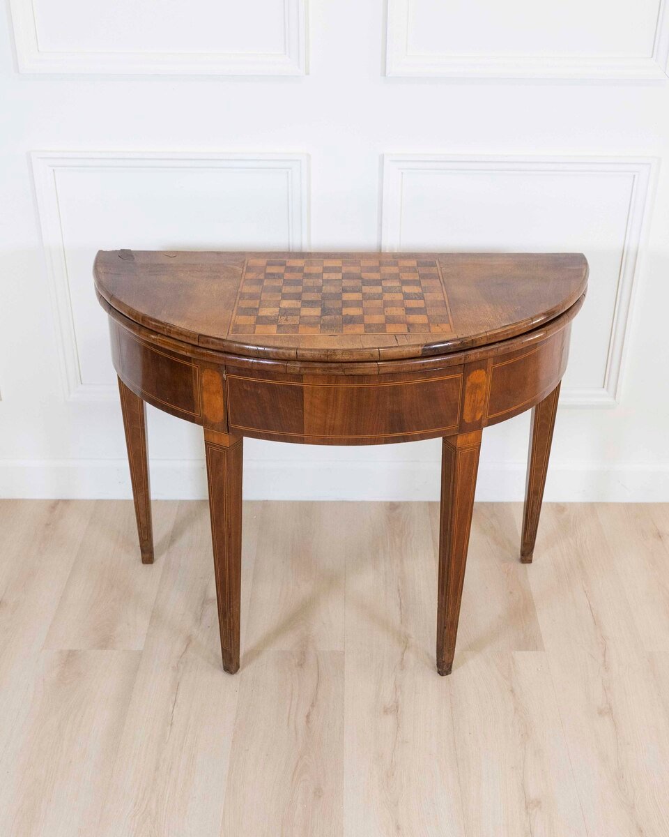 Early 19th Century Walnut Half-Moon Game Table - JAA