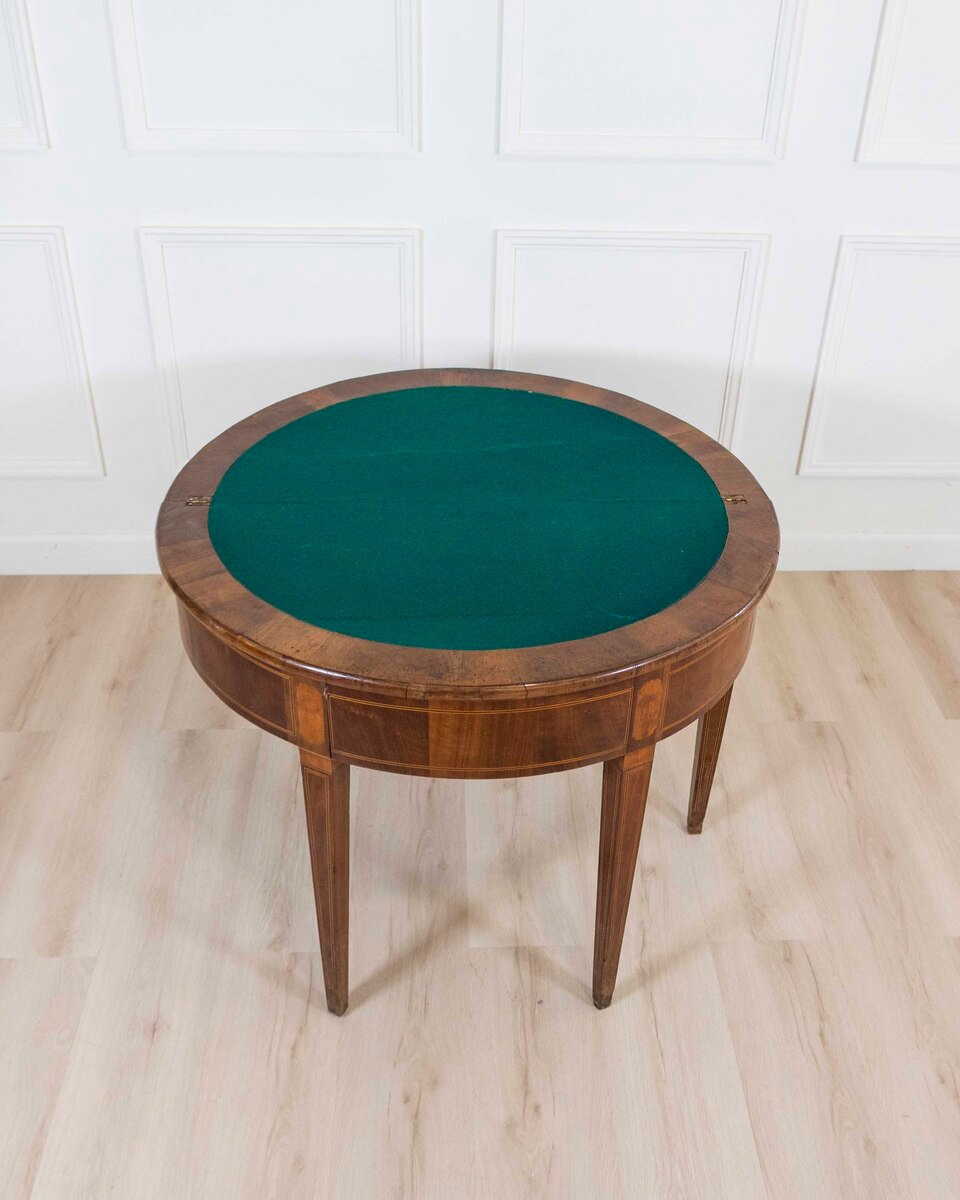 Early 19th Century Walnut Half-Moon Game Table - JAA