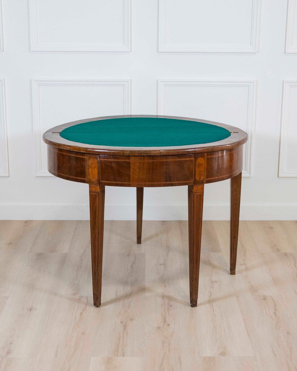 Early 19th Century Walnut Half-Moon Game Table - JAA