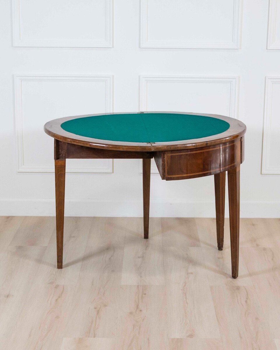 Early 19th Century Walnut Half-Moon Game Table - JAA