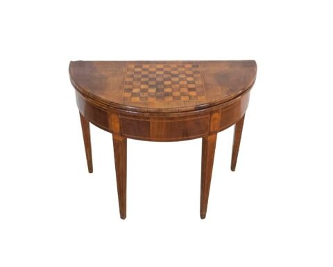 Early 19th Century Walnut Half-Moon Game Table