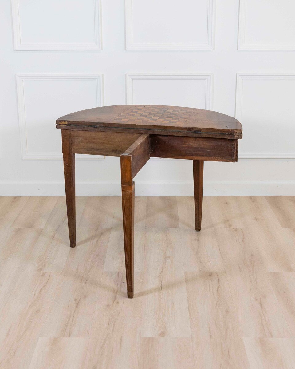 Early 19th Century Walnut Half-Moon Game Table - JAA