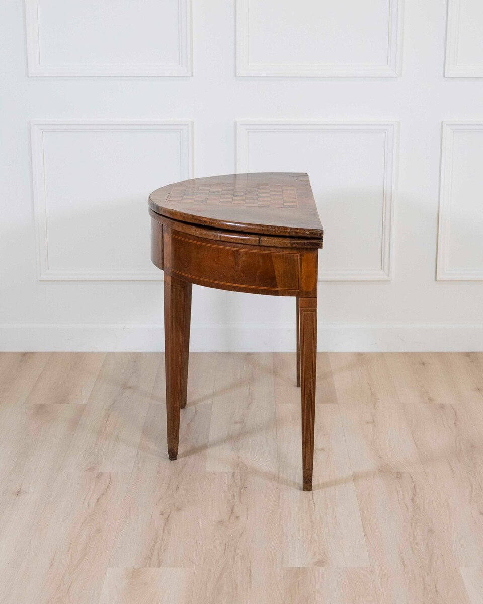 Early 19th Century Walnut Half-Moon Game Table - JAA