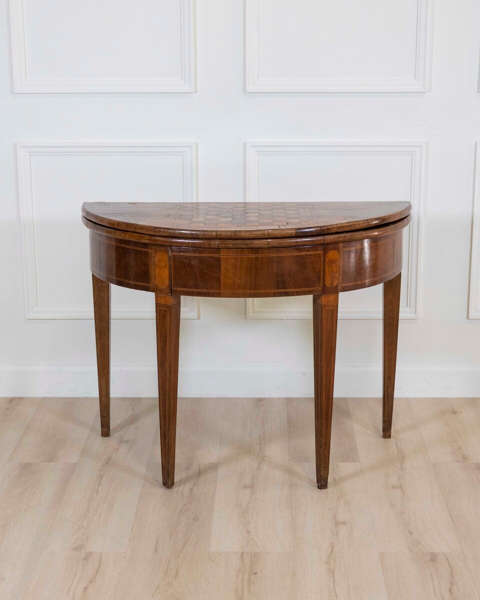 Early 19th Century Walnut Half-Moon Game Table - JAA