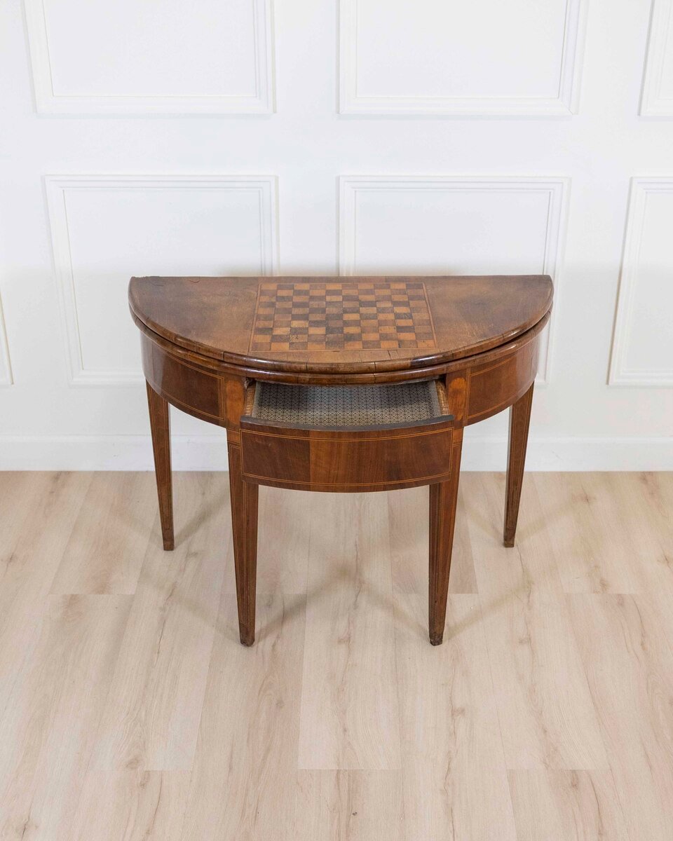 Early 19th Century Walnut Half-Moon Game Table - JAA