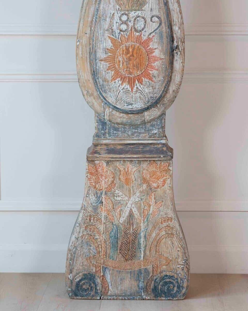 Dated 1809 Swedish Longcase Clock with Original Folk Art Decoration - JAA