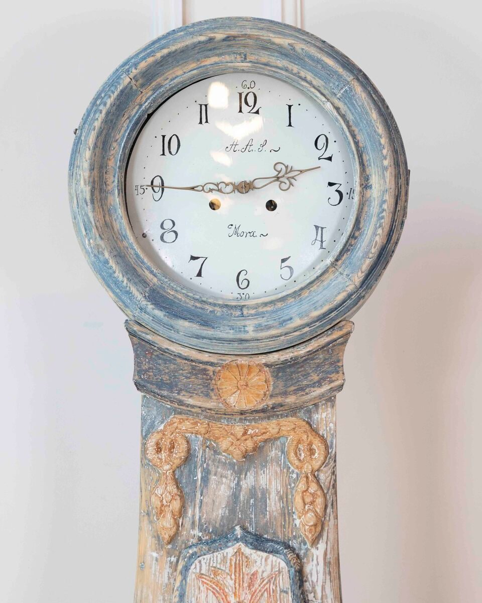 Dated 1809 Swedish Longcase Clock with Original Folk Art Decoration - JAA