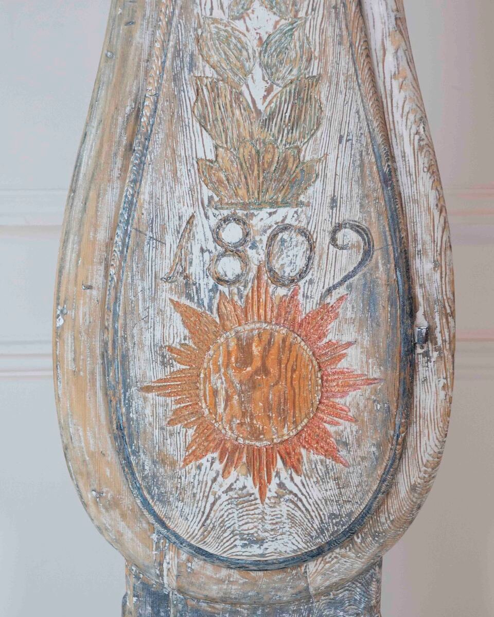 Dated 1809 Swedish Longcase Clock with Original Folk Art Decoration - JAA