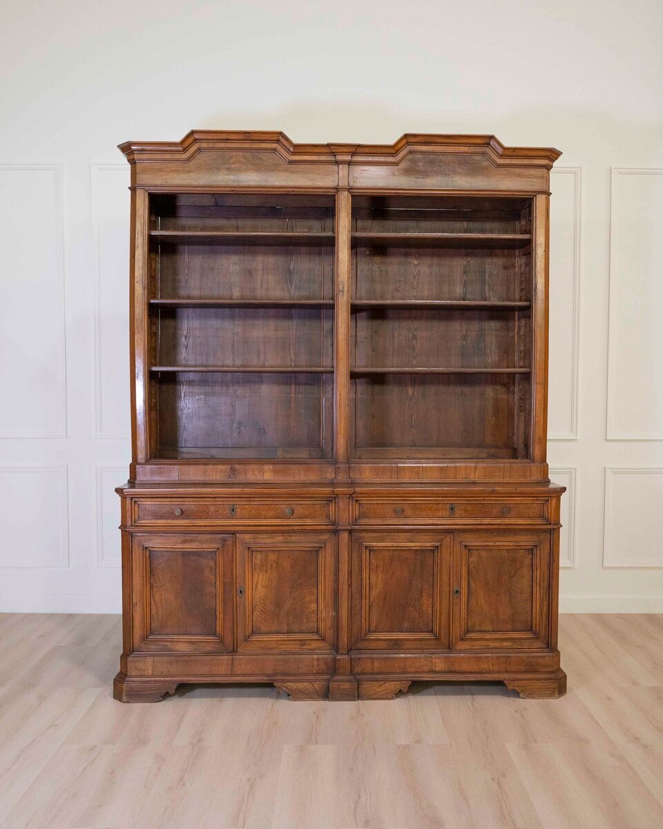 Italian 19th Century Walnut Bookcase Cabinet - JAA