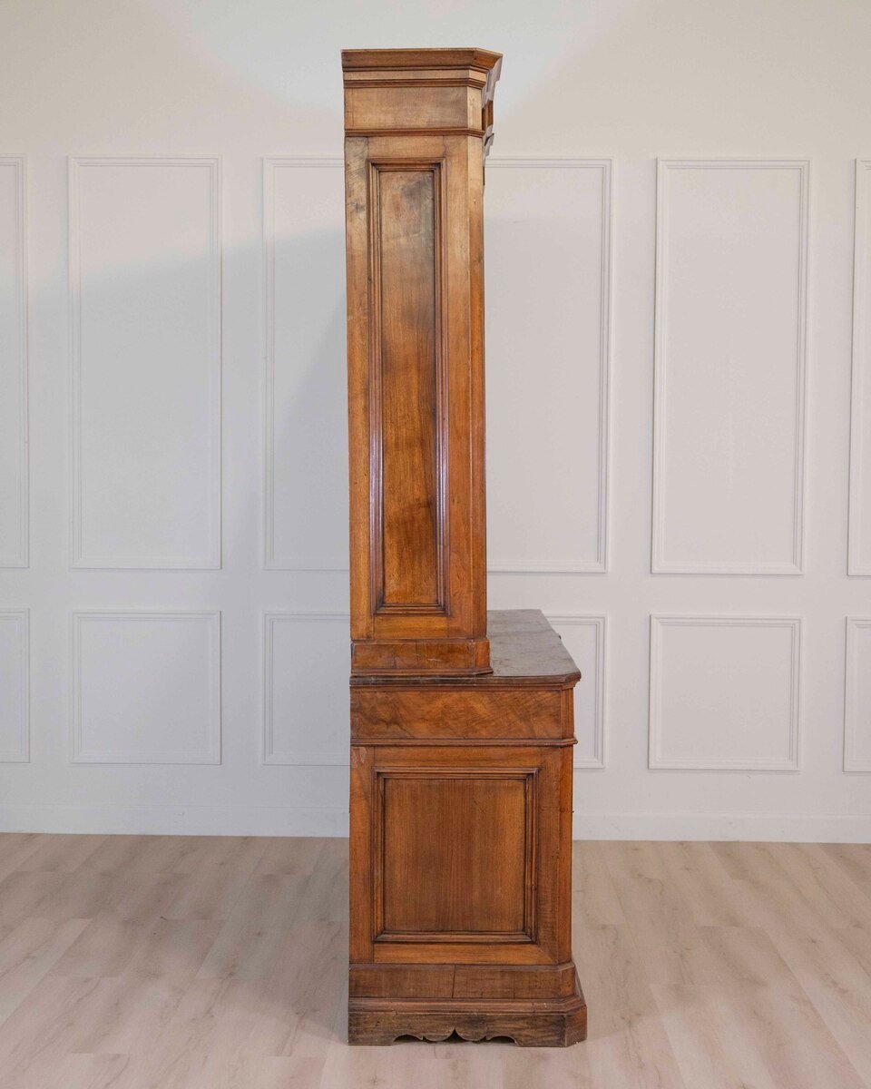 Italian 19th Century Walnut Bookcase Cabinet - JAA