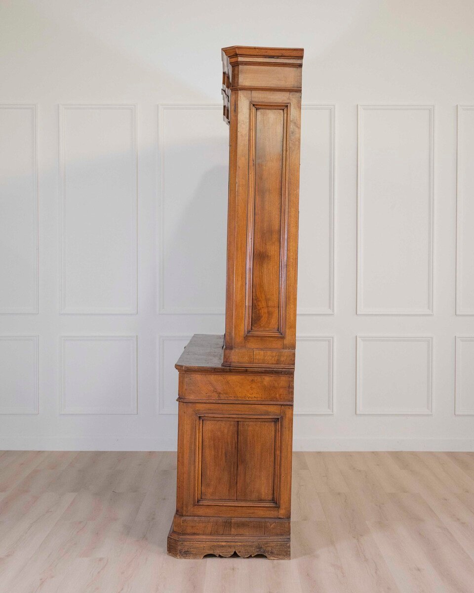 Italian 19th Century Walnut Bookcase Cabinet - JAA