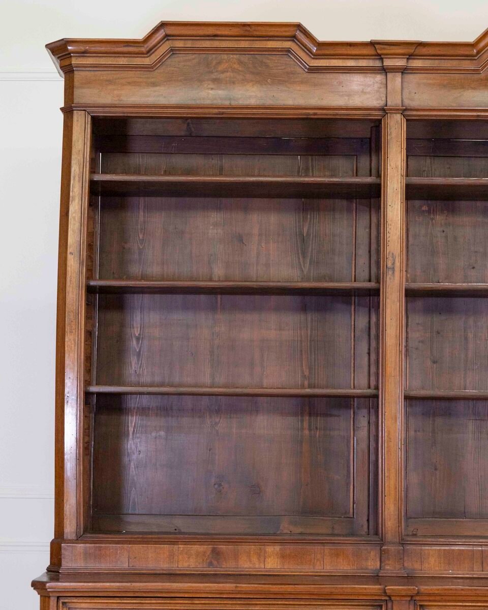 Italian 19th Century Walnut Bookcase Cabinet - JAA