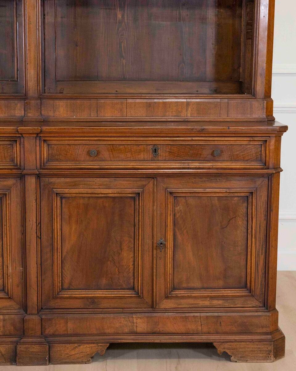 Italian 19th Century Walnut Bookcase Cabinet - JAA