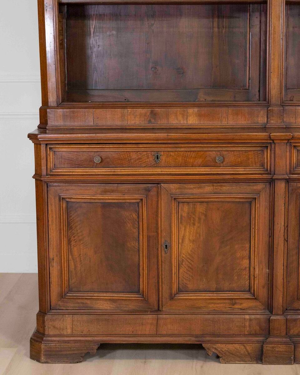 Italian 19th Century Walnut Bookcase Cabinet - JAA