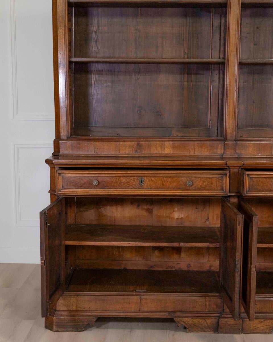 Italian 19th Century Walnut Bookcase Cabinet - JAA
