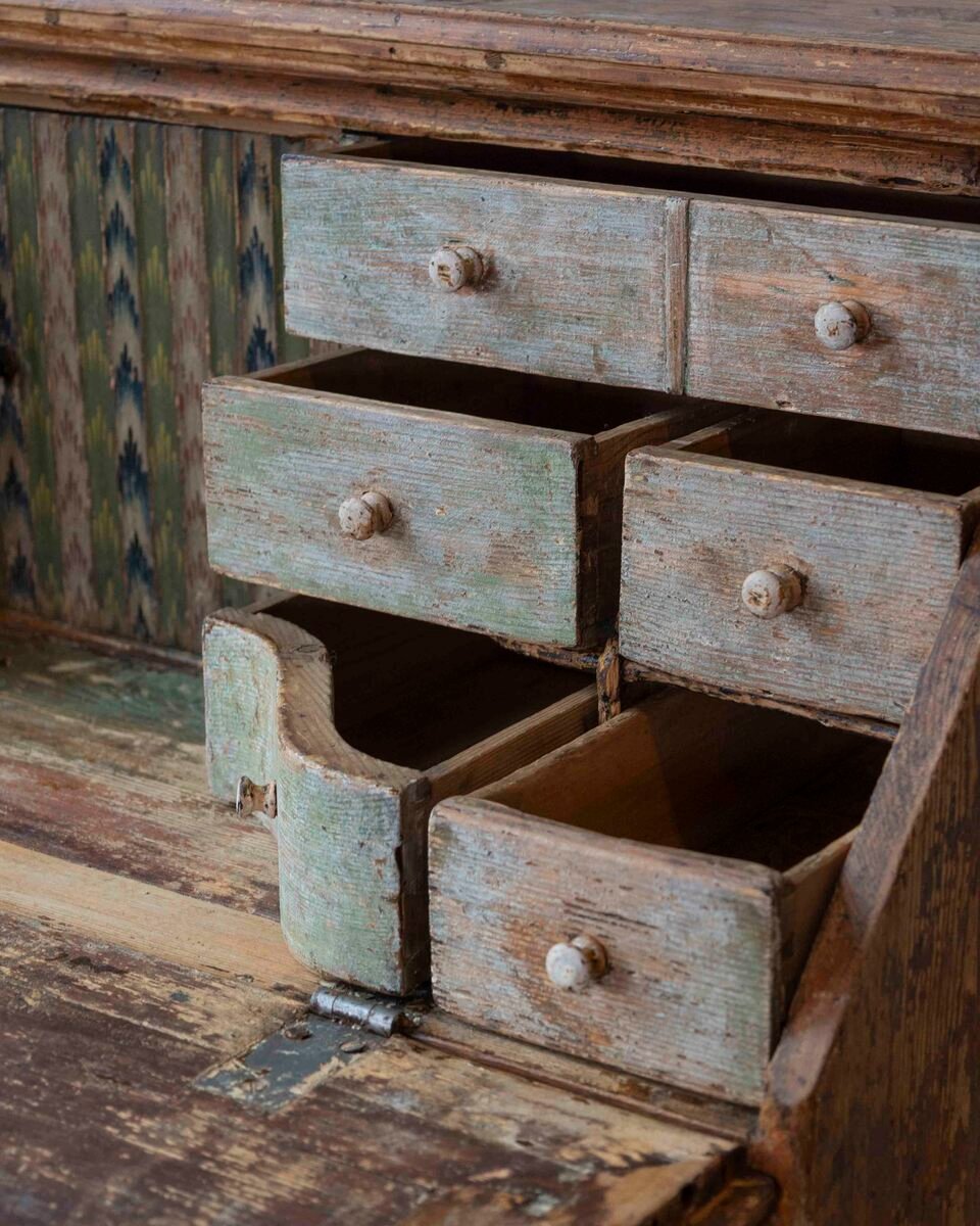 Swedish 19th Century Painted Secretary Desk with Original Finish - JAA