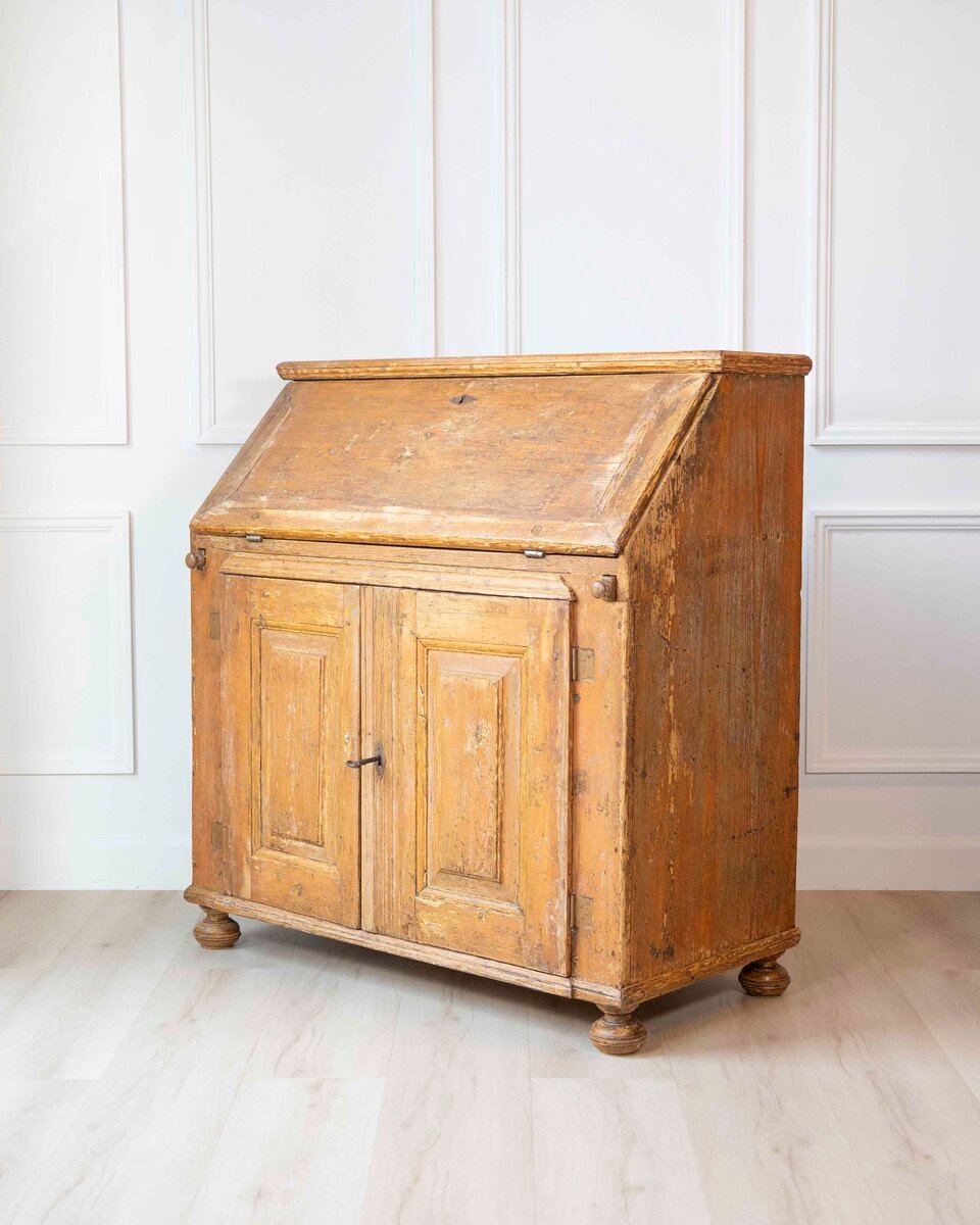 Swedish 19th Century Painted Secretary Desk with Original Finish - JAA