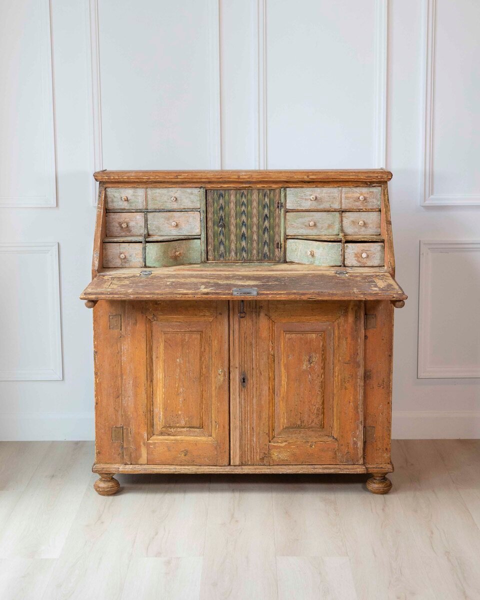 Swedish 19th Century Painted Secretary Desk with Original Finish - JAA