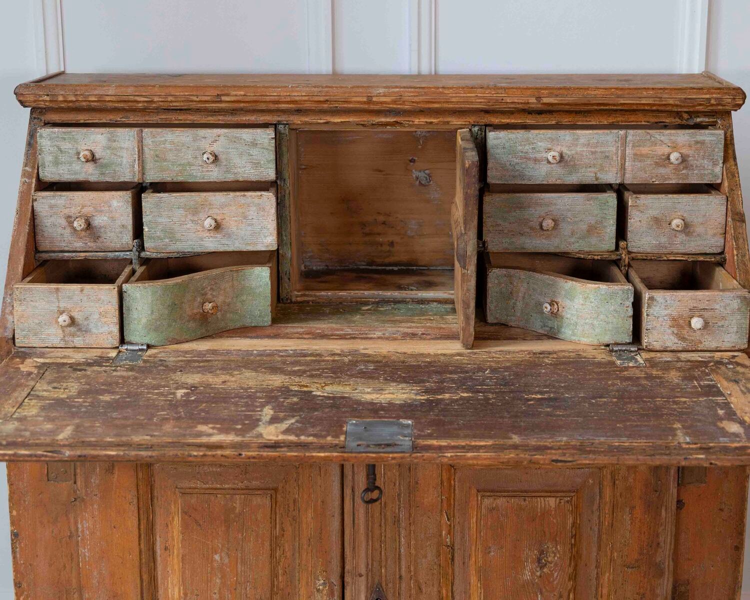 Swedish 19th Century Painted Secretary Desk with Original Finish - JAA