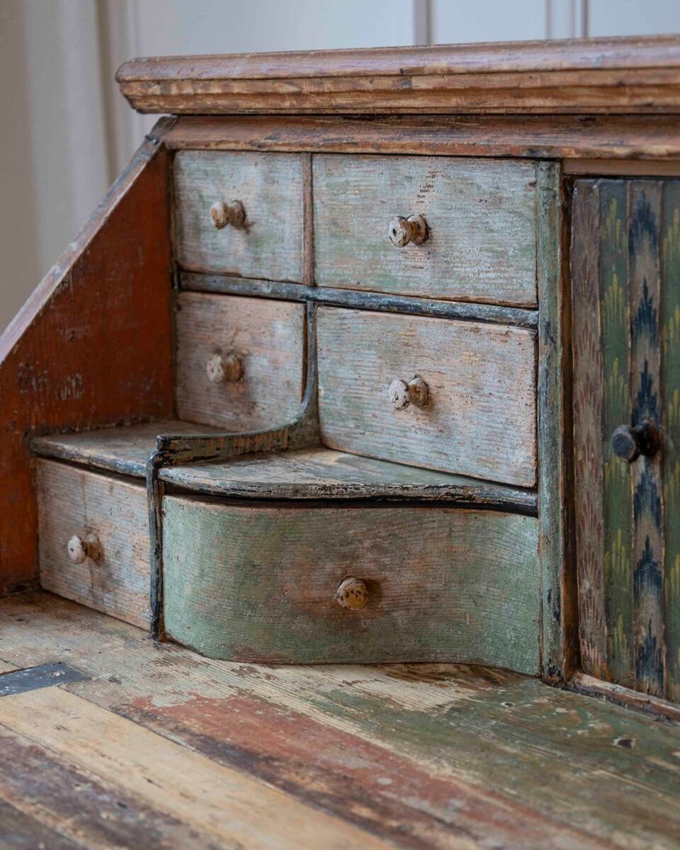 Swedish 19th Century Painted Secretary Desk with Original Finish - JAA