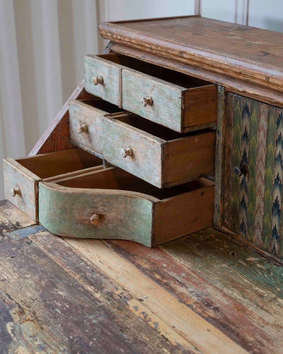 Swedish 19th Century Painted Secretary Desk with Original Finish - JAA