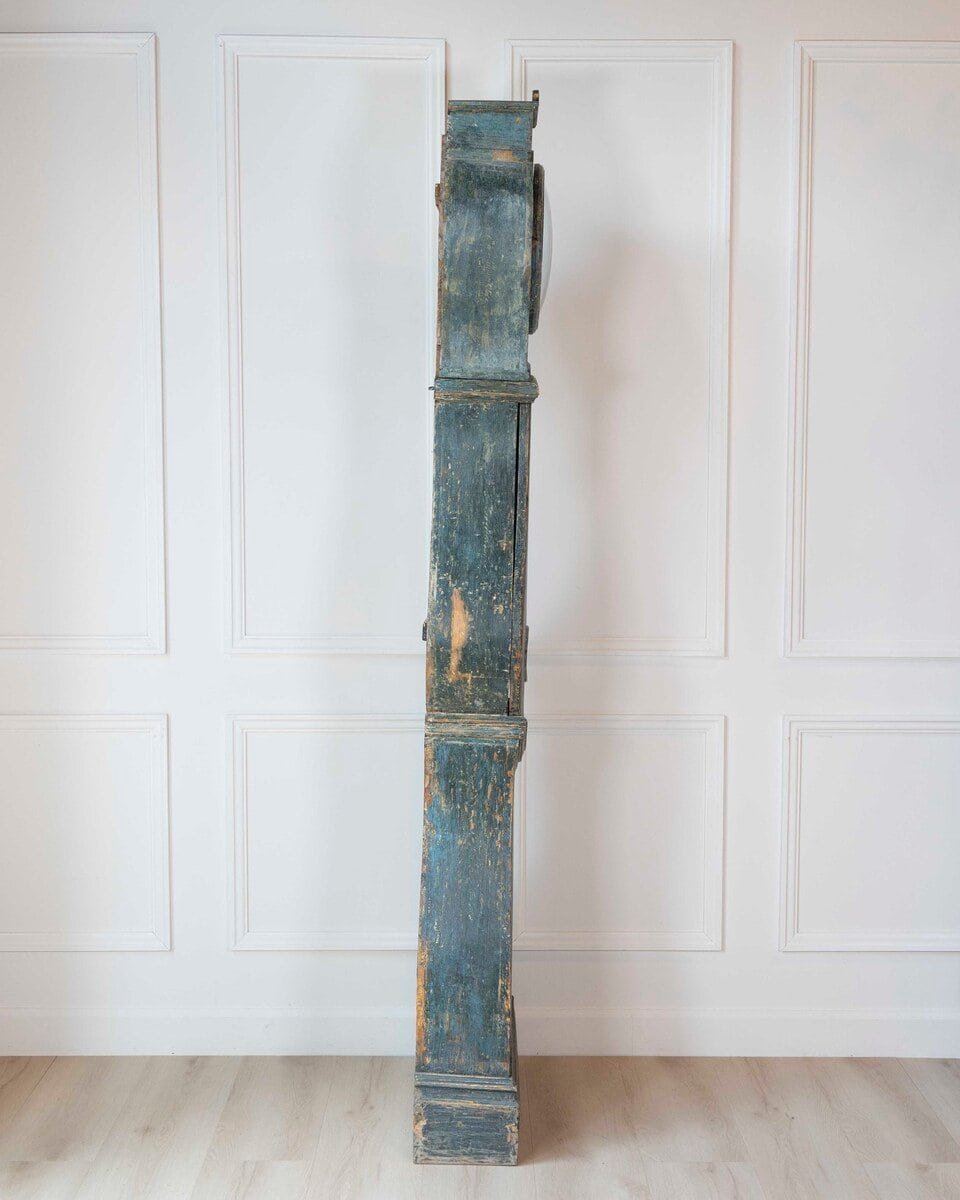 19th Century Swedish Mora Clock in Original Blue Paint - JAA
