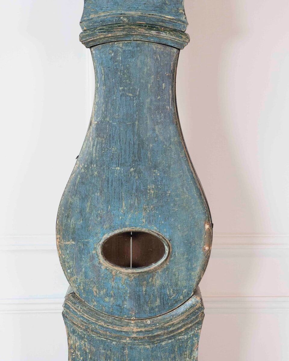 19th Century Swedish Mora Clock in Original Blue Paint - JAA