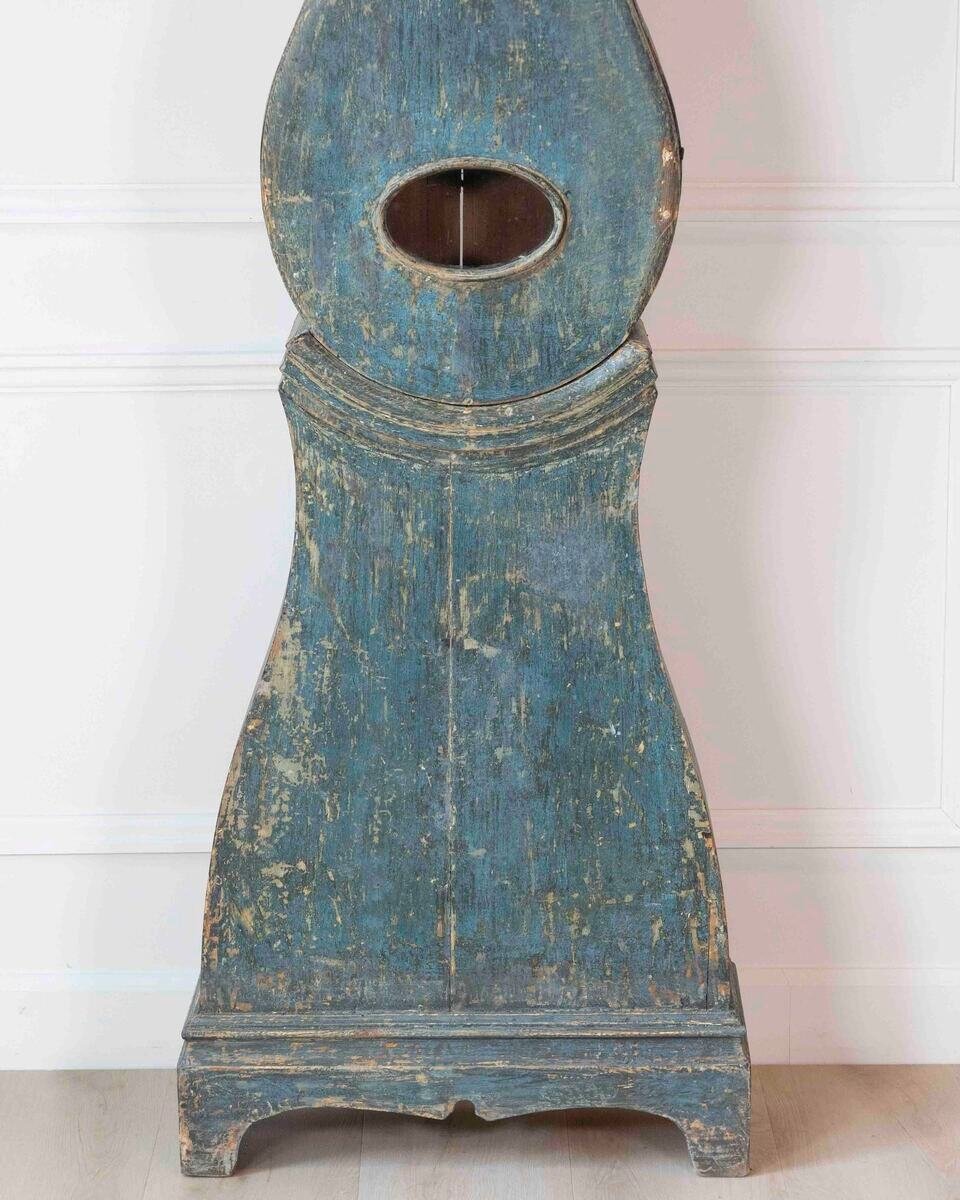 19th Century Swedish Mora Clock in Original Blue Paint - JAA