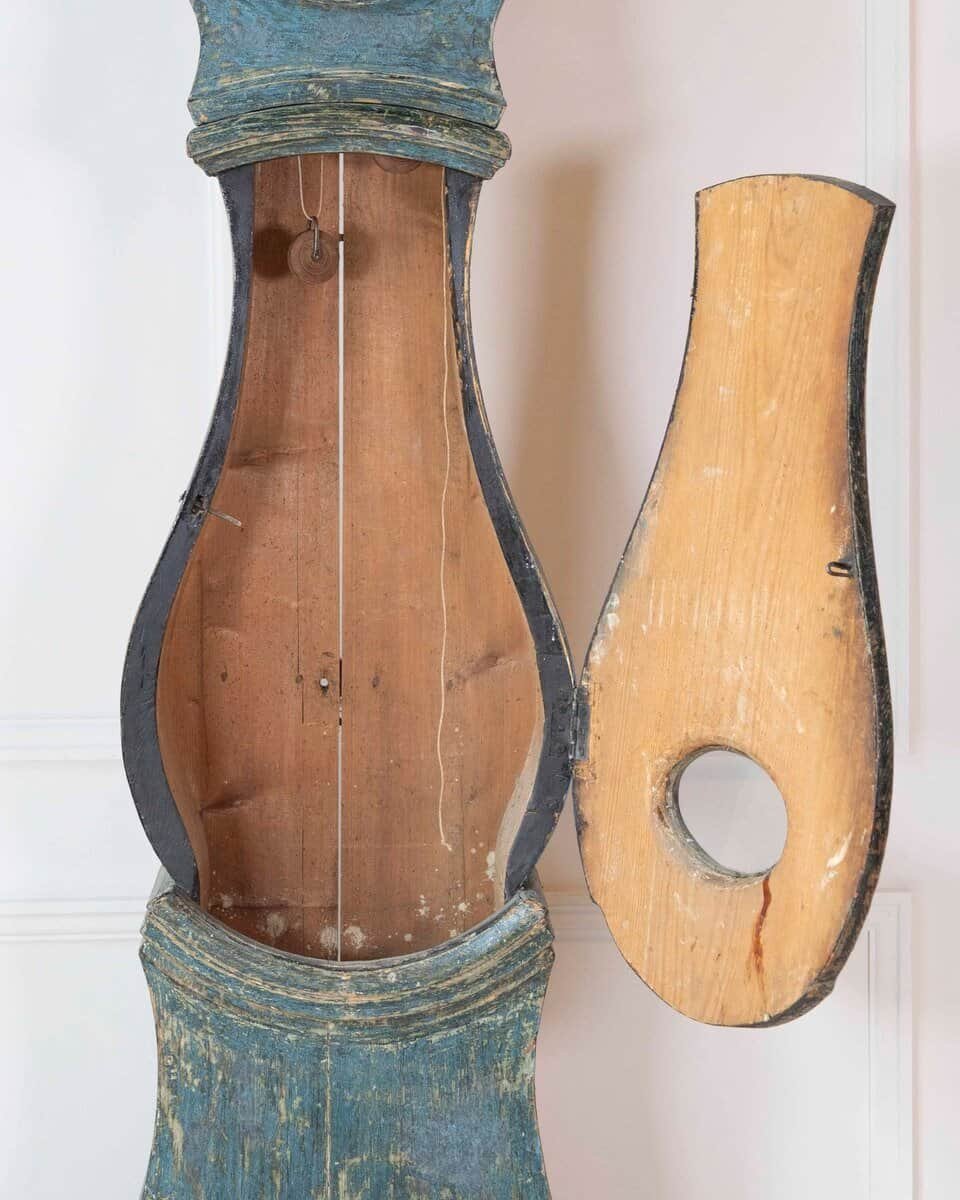 19th Century Swedish Mora Clock in Original Blue Paint - JAA