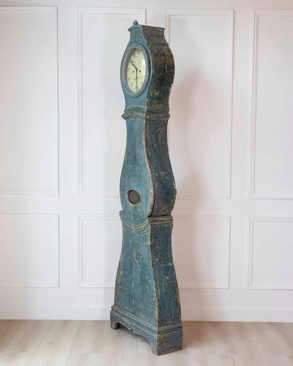 19th Century Swedish Mora Clock in Original Blue Paint - JAA