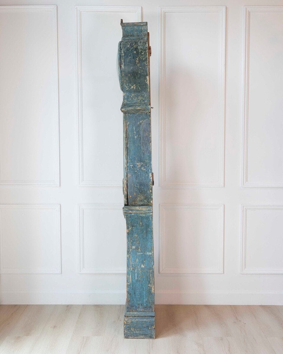 19th Century Swedish Mora Clock in Original Blue Paint - JAA