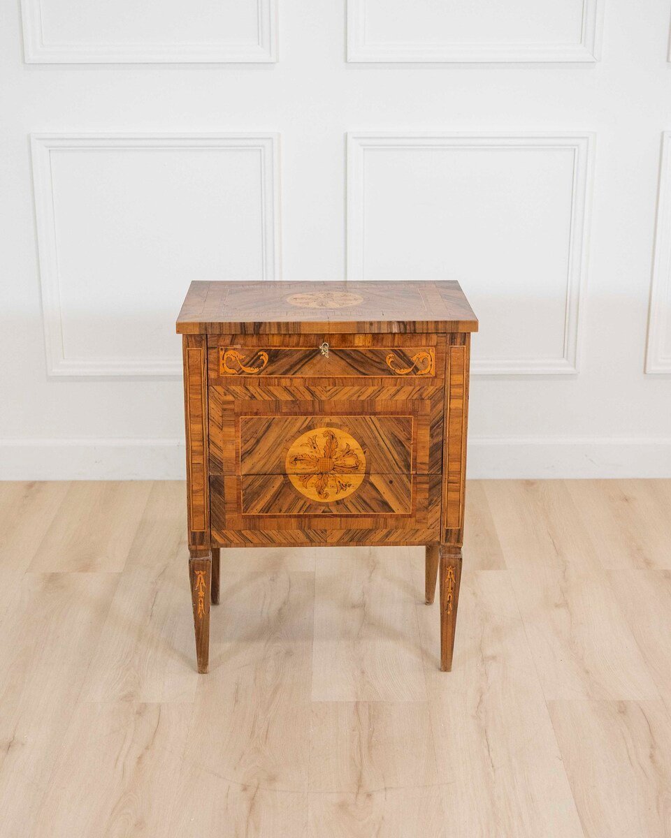 Walnut Bedside Table/nightstand, Louis XVI Style -xix Century - JAA