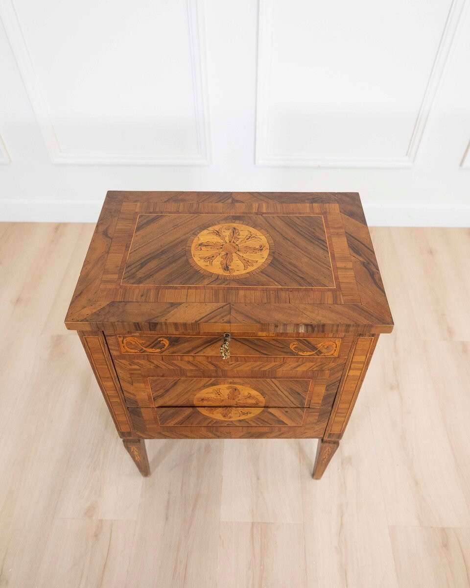 Walnut Bedside Table/nightstand, Louis XVI Style -xix Century - JAA