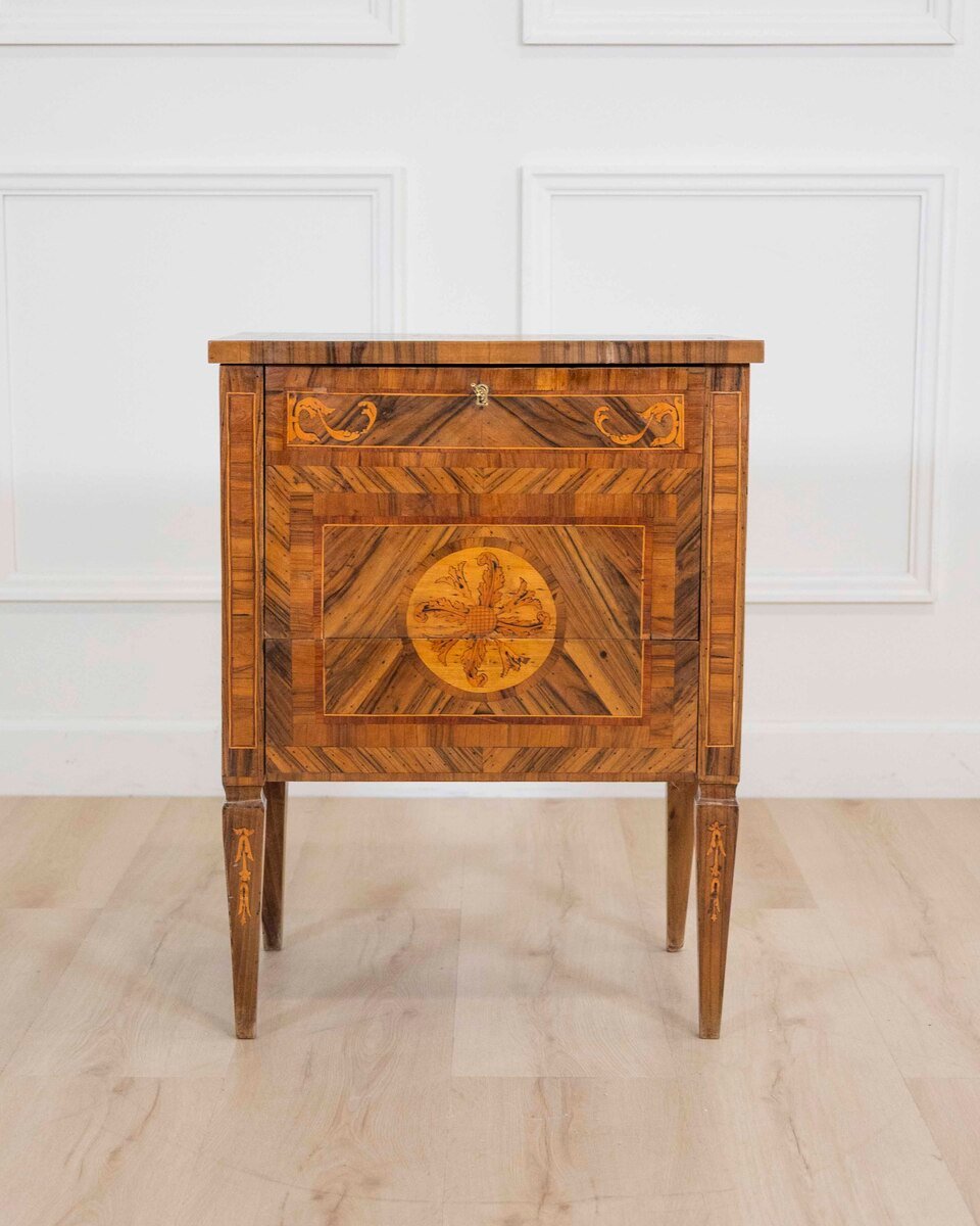 Walnut Bedside Table/nightstand, Louis XVI Style -xix Century - JAA