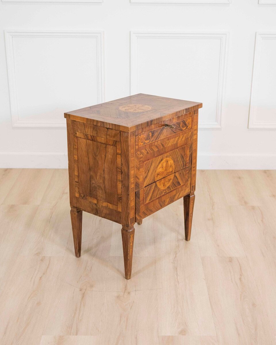 Walnut Bedside Table/nightstand, Louis XVI Style -xix Century - JAA